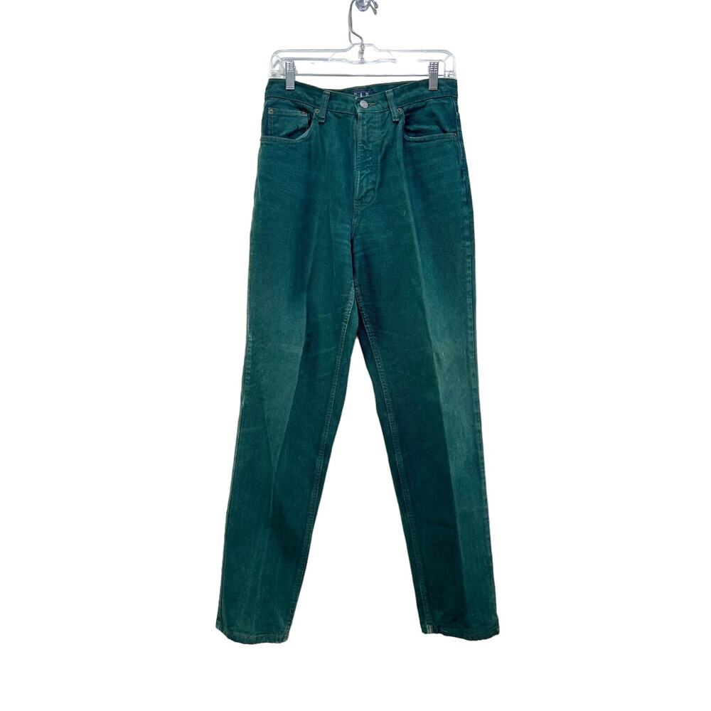 Vintage GAP Green Denim Mom Jeans Made in the USA Straight Leg Tall
